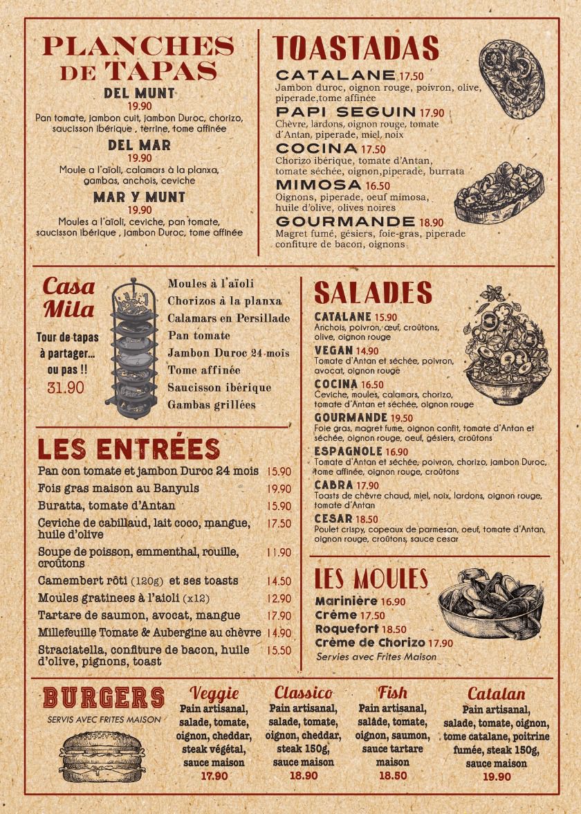 Menu Tapas La Cocina