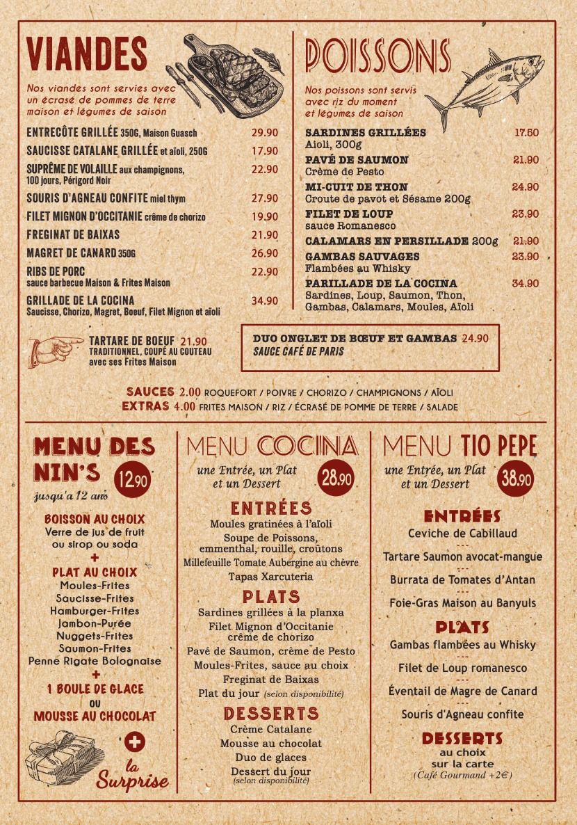 Menu Plats La Cocina